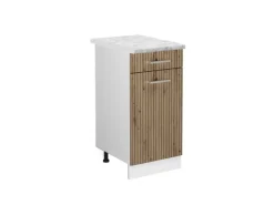 Vicco Küchenunterschrank R-Line Schubladenschrank für die Küche Artisan-Eiche/Weiß 40 cm AP Marmor< Pfannen