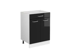 Vicco Küchenunterschrank R-Line Schwarz Hochglanz 60 cm mit Schublade ohne Arbeitsplatte< Einbauküchen