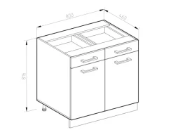 Best Vicco Küchenunterschrank R-Line Hochglanz/Weiß 80 cm ohne Arbeitsplatte Anthrazit