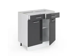 Best Vicco Küchenunterschrank R-Line Hochglanz/Weiß 80 cm ohne Arbeitsplatte Anthrazit