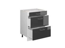 Küchenschränke<Vicco Küchenunterschrank R-Line Hochglanz/Weiß 60 cm mit Schubladen ohne Arbeitsplatte