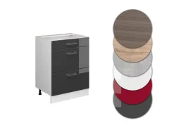 Küchenschränke<Vicco Küchenunterschrank R-Line Hochglanz/Weiß 60 cm mit Schubladen ohne Arbeitsplatte