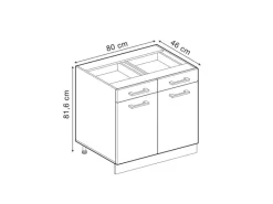 Vicco Küchenunterschrank R-Line Schubladenschrank für die Küche Blau-Grau/Anthrazit 80 cm AP Eiche< Kücheninseln
