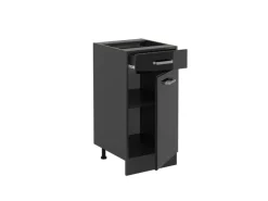 Pfannen<Vicco Küchenunterschrank R-Line Schwarz Hochglanz/Anthrazit 40 cm AP Eiche