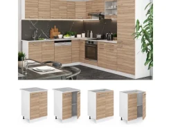Küchenschränke<Vicco Küchenunterschrank R-Line Küchenkommode Sonoma/Weiß 60 cm ohne Arbeitsplatte