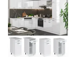 Pfannen<Vicco Küchenunterschrank R-Line Schubladenschrank für die Küche Hochglanz/ 40 cm AP Marmor