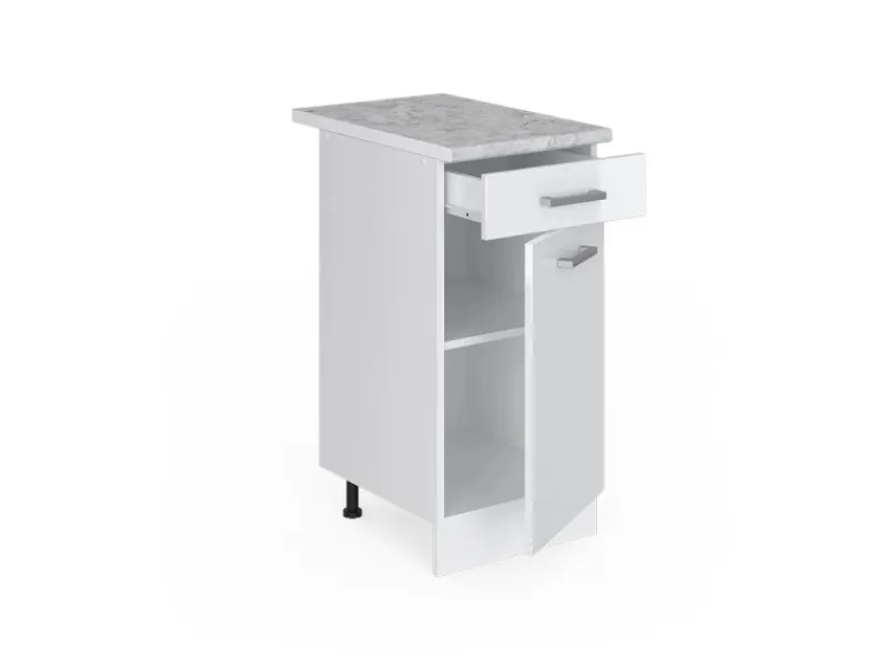 Pfannen<Vicco Küchenunterschrank R-Line Schubladenschrank für die Küche Hochglanz/ 40 cm AP Marmor