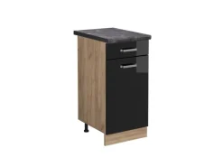 Pfannen<Vicco Küchenunterschrank R-Line Schwarz Hochglanz/Goldkraft Eiche 40 cm AP Anthrazit