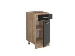 Pfannen<Vicco Küchenunterschrank R-Line Schwarz Hochglanz/Goldkraft Eiche 40 cm AP Anthrazit