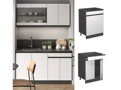 Vicco Küchenunterschrank R-Line Schubladenschrank für die Küche /Anthrazit 60 cm AP Anthrazit< Single-Küchen