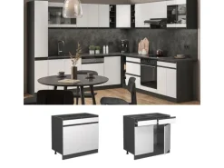 Vicco Küchenunterschrank R-Line Schubladenschrank für die Küche /Anthrazit 80 cm AP Eiche< Küchenschränke