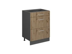 Sale Vicco Küchenunterschrank R-Line Artisan-Eiche/Anthrazit 60 cm mit Schubladen ohne Arbeitsplatte Artisan Eiche