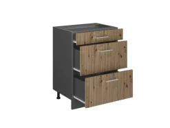 Sale Vicco Küchenunterschrank R-Line Artisan-Eiche/Anthrazit 60 cm mit Schubladen ohne Arbeitsplatte Artisan Eiche