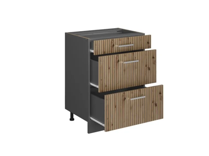 Sale Vicco Küchenunterschrank R-Line Artisan-Eiche/Anthrazit 60 cm mit Schubladen ohne Arbeitsplatte Artisan Eiche