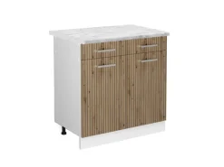 Single-Küchen<Vicco Küchenunterschrank R-Line Schubladenschrank für die Küche Artisan-Eiche/Weiß 80 cm AP Marmor