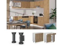 Single-Küchen<Vicco Küchenunterschrank R-Line Schubladenschrank für die Küche Artisan-Eiche/Weiß 80 cm AP Marmor