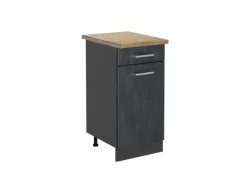 Vicco Küchenunterschrank R-Line Schwarz Beton/Anthrazit 40 cm AP Eiche< Pfannen