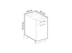 Vicco Küchenunterschrank R-Line Schwarz Beton/Anthrazit 40 cm AP Eiche< Pfannen