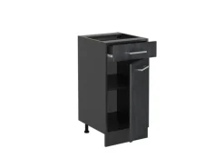 Vicco Küchenunterschrank R-Line Schwarz Beton/Anthrazit 40 cm AP Eiche< Pfannen