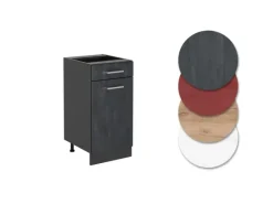 Vicco Küchenunterschrank R-Line Schwarz Beton/Anthrazit 40 cm AP Eiche< Pfannen