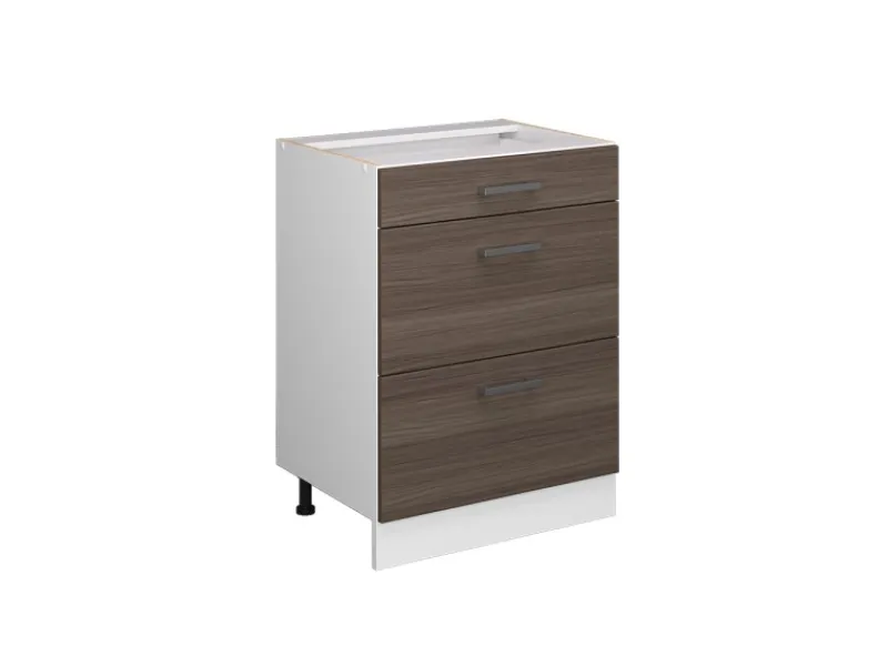 Vicco Küchenunterschrank R-Line Grau/Weiß 60 cm mit Schubladen ohne Arbeitsplatte< Küchenschränke