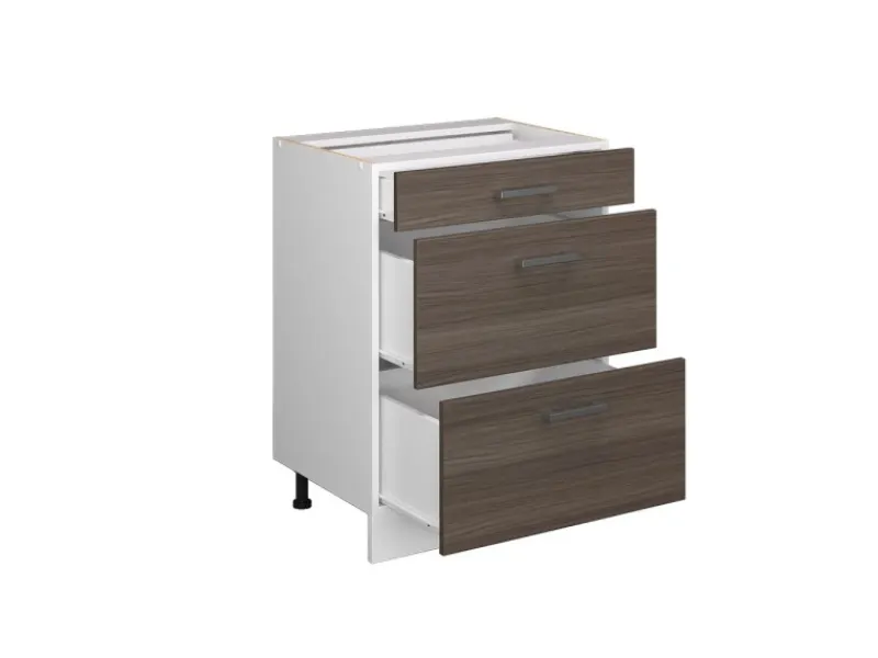 Vicco Küchenunterschrank R-Line Grau/Weiß 60 cm mit Schubladen ohne Arbeitsplatte< Küchenschränke