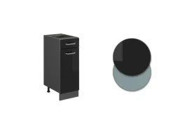 Einbauküchen<Vicco Küchenunterschrank R-Line Schwarz Hochglanz/Anthrazit 30 cm ohne Arbeitsplatte