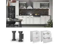 Vicco Küchenunterschrank R-Line Landhaus/ 60 cm mit Schubladen ohne Arbeitsplatte Weiß