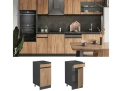 Vicco Küchenunterschrank R-Line Goldkraft /Anthrazit 40 cm AP Anthrazit< Pfannen