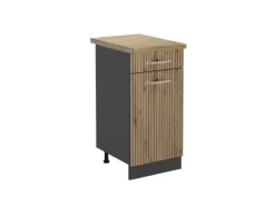 Vicco Küchenunterschrank R-Line Artisan-Eiche/Anthrazit 40 cm AP Eiche< Pfannen