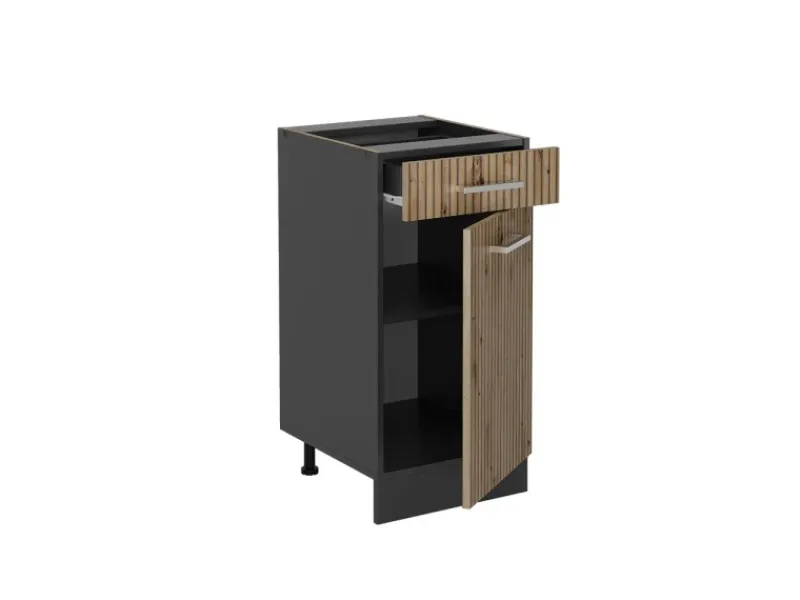 Vicco Küchenunterschrank R-Line Artisan-Eiche/Anthrazit 40 cm AP Eiche< Pfannen
