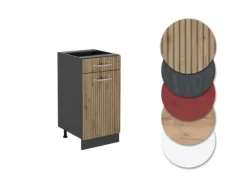 Vicco Küchenunterschrank R-Line Artisan-Eiche/Anthrazit 40 cm AP Eiche< Pfannen