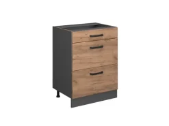 Küchenschränke<Vicco Küchenunterschrank R-Line Goldkraft /Anthrazit 60 cm mit Schubladen ohne Arbeitsplatte
