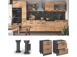 Küchenschränke<Vicco Küchenunterschrank R-Line Goldkraft /Anthrazit 60 cm mit Schubladen ohne Arbeitsplatte