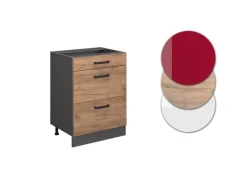 Küchenschränke<Vicco Küchenunterschrank R-Line Goldkraft /Anthrazit 60 cm mit Schubladen ohne Arbeitsplatte