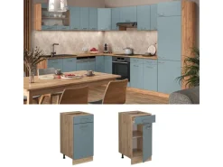 Online Vicco Küchenunterschrank R-Line Blau-Grau/Goldkraft Eiche 40 cm AP Eiche Blaugrau