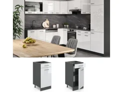 Vicco Küchenunterschrank R-Line Hochglanz/Anthrazit 40 cm AP Eiche< Pfannen