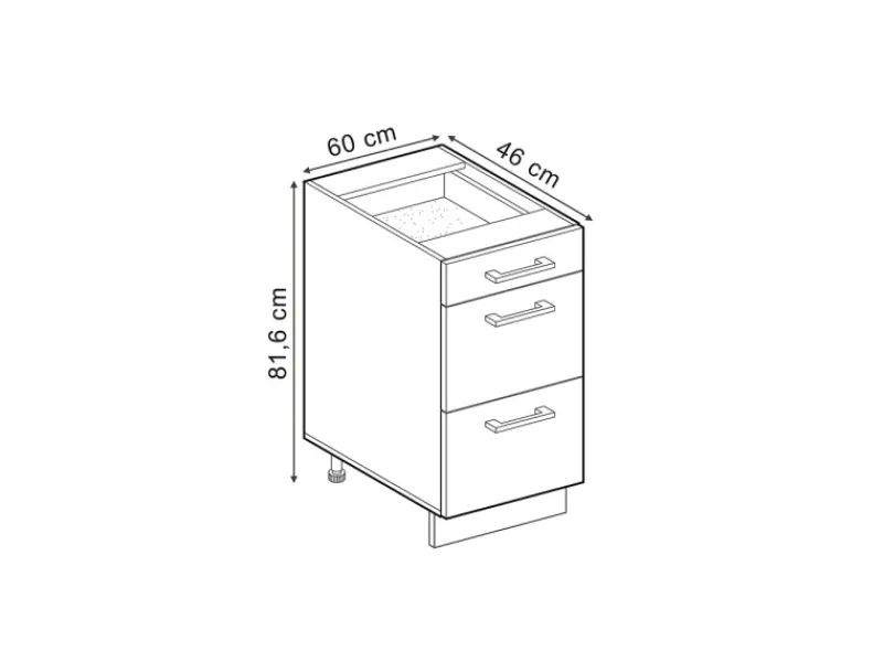 Hot Vicco Küchenunterschrank R-Line Schwarz Hochglanz/Weiß 60 cm mit Schubladen ohne Arbeitsplatte Schwarz Glänzend