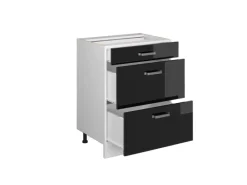 Hot Vicco Küchenunterschrank R-Line Schwarz Hochglanz/Weiß 60 cm mit Schubladen ohne Arbeitsplatte Schwarz Glänzend