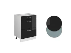Hot Vicco Küchenunterschrank R-Line Schwarz Hochglanz/Weiß 60 cm mit Schubladen ohne Arbeitsplatte Schwarz Glänzend
