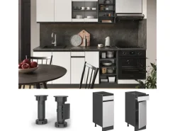 Best Vicco Küchenunterschrank R-Line /Anthrazit 30 cm J-Shape ohne Arbeitsplatte Weiß
