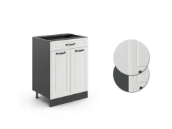 Clearance Vicco Küchenunterschrank R-Line Landhaus/Anthrazit 60 cm mit Schublade ohne Arbeitsplatte Weiß