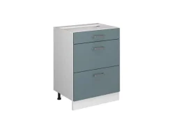Discount Vicco Küchenunterschrank R-Line Blau-Grau/Weiß 60 cm mit Schubladen ohne Arbeitsplatte Blaugrau