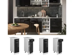 Vicco Küchenunterschrank R-Line Schwarz Hochglanz/Weiß 30 cm ohne Arbeitsplatte< Küchenschränke