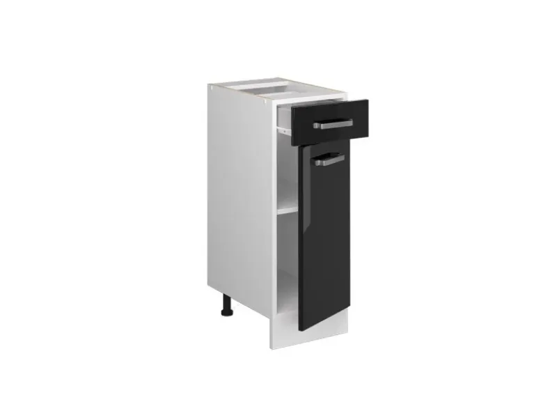 Vicco Küchenunterschrank R-Line Schwarz Hochglanz/Weiß 30 cm ohne Arbeitsplatte< Küchenschränke