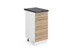 Vicco Küchenunterschrank R-Line Schubladenschrank für die Küche Sonoma/Weiß 40 cm AP Anthrazit< Pfannen