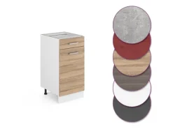 Vicco Küchenunterschrank R-Line Schubladenschrank für die Küche Sonoma/Weiß 40 cm AP Anthrazit< Pfannen