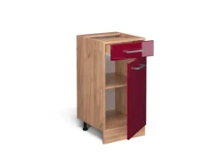 Hot Vicco Küchenunterschrank R-Line Bordeaux Hochglanz/Goldkraft Eiche 40 cm AP Eiche Bordeaux-Glanz