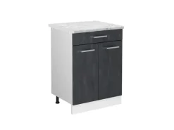 Online Vicco Küchenunterschrank R-Line Schubladenschrank für die Küche Schwarz Beton 60 cm AP Marmor mit Weiß Korpus