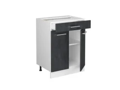 Online Vicco Küchenunterschrank R-Line Schubladenschrank für die Küche Schwarz Beton 60 cm AP Marmor mit Weiß Korpus